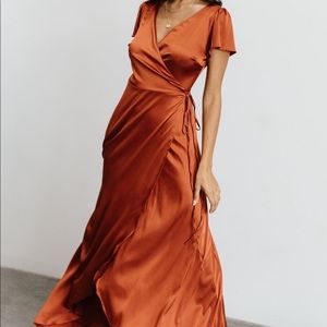 Baltic born Krystal Satin Wrap maxi Gown Copper large